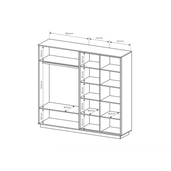 Шкаф для одежды Нест / Nest 4-дверный 4D/220 Дуб артизан/антрацит Ш220xВ202 см. 4