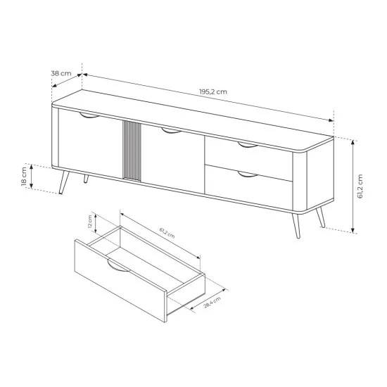 Тумба под ТВ Верис / Veris 2D2S/195 2-дверная с 2 ящиками Дуб дунин/черный 4