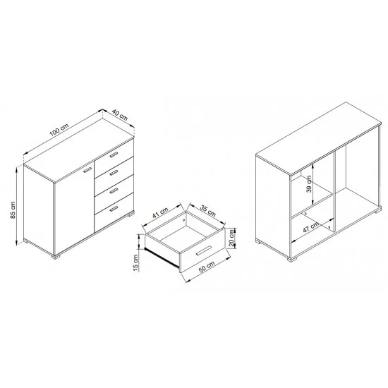 Комод ЕУ / EU Perfect Home 100 1-дверний з 4 шухлядами Білий 4