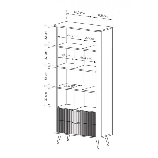 Стеллаж Ланте/Lante 2S с 2 ящиками и черными ножками Беж 88х38х193 см. 4