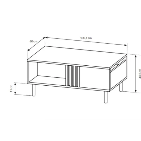 Стол журнальный Мадис/Madis 100 Дуб артизан/антрацит 100x60x43 см. 3