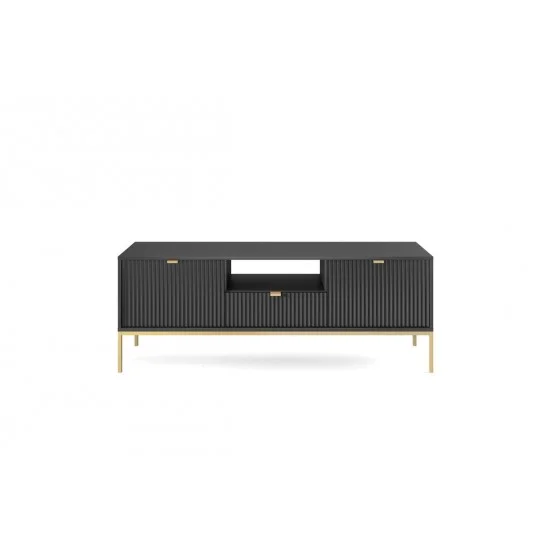 Тумба под телевизор Нова/Nova 1-дверная с 2 ящиками и золотыми ножками RTV154 Черный 154х39х56 см. 3