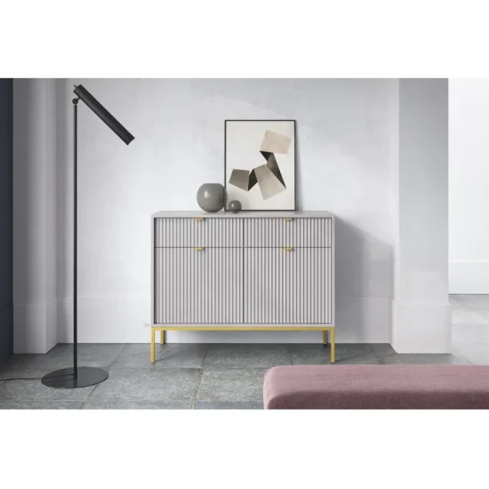 Комод Нова/Nova 2-дверный с 2 ящиками и золотыми ножками KSZ104 Серый Ш104xВ83 см. 6