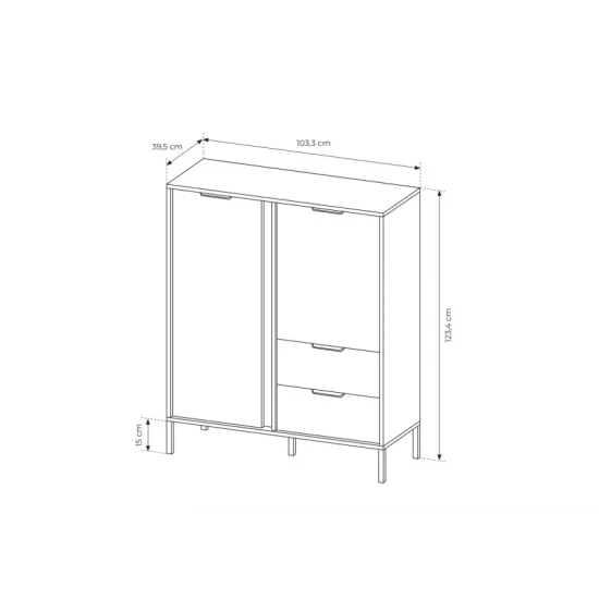 Комод высокий Ларс/Lars 2-дверный с 2 ящиками 2D2S/104 Антрацит Ш104xВ124 см. 9