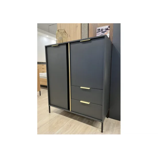 Комод высокий Ларс/Lars 2-дверный с 2 ящиками 2D2S/104 Антрацит Ш104xВ124 см. 11