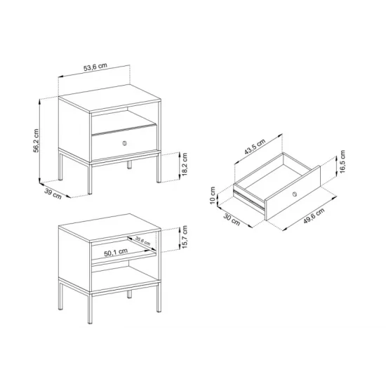 Тумба прикроватная Моно/Mono с 1 ящиком и черными ножками MS54 Бежевый песочный Ш53xВ56 см. 3