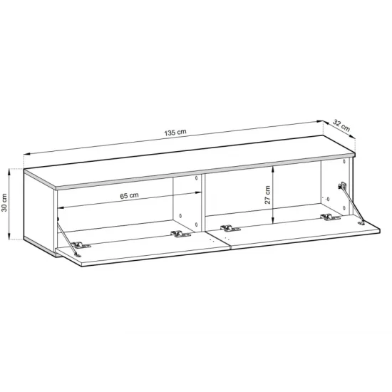 Тумба под телевизор навесная Оро/Oro 2-дверная RTV135 MDF Черный Ш135xВ30 см. 2