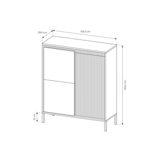 Комод високий Сенсо / Senso 3-дверний 3D Беж Ш103xВ123 см. 3