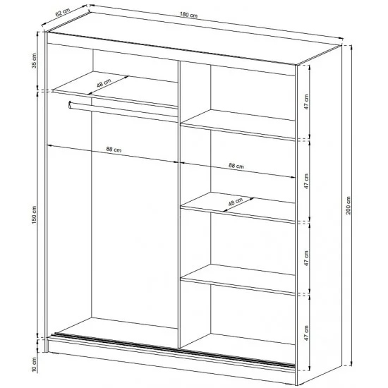 Шафа-купе Мая I / Maja I 180 2-дверна з дзеркалом Дуб сонома 180х62х200 см. 3