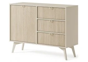 Комод Форест / Forest KSZD106 1-дверный с 3 ящиками Беж песочный/пихта сканди Ш106хВ80хГ38 см.