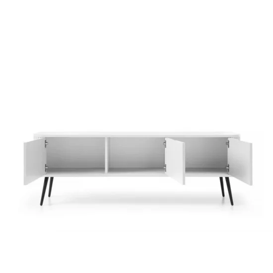 Тумба под телевизор Зова/Zova 3-дверная с черными ножками RTV168 Белый Ш168xВ56 см. 2