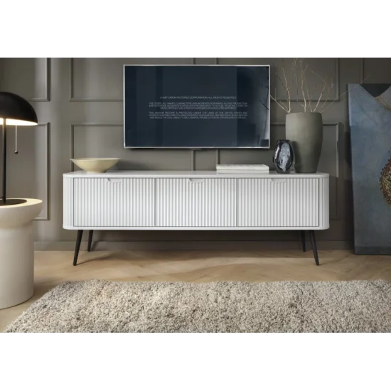 Тумба под телевизор Зова/Zova 3-дверная с черными ножками RTV168 Белый Ш168xВ56 см. 7