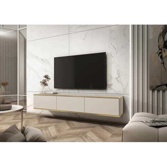 Тумба под телевизор навесная Оро/Oro 3-дверная RTV175 Бежевый Ш175xВ30 см. 1