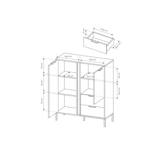 Комод высокий Ларс/Lars 2-дверный с 2 ящиками 2D2S/104 Антрацит Ш104xВ124 см. 8