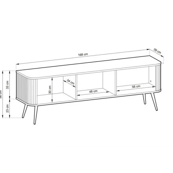Тумба под телевизор Зова/Zova 3-дверная с черными ножками RTV168 Белый Ш168xВ56 см. 3