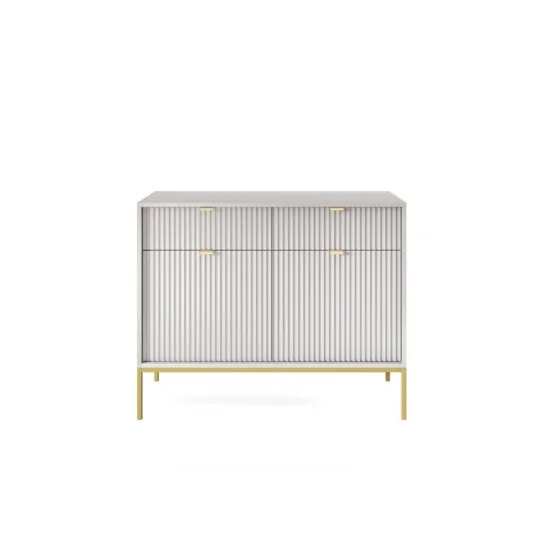 Комод Нова/Nova 2-дверный с 2 ящиками и золотыми ножками KSZ104 Серый Ш104xВ83 см. 3