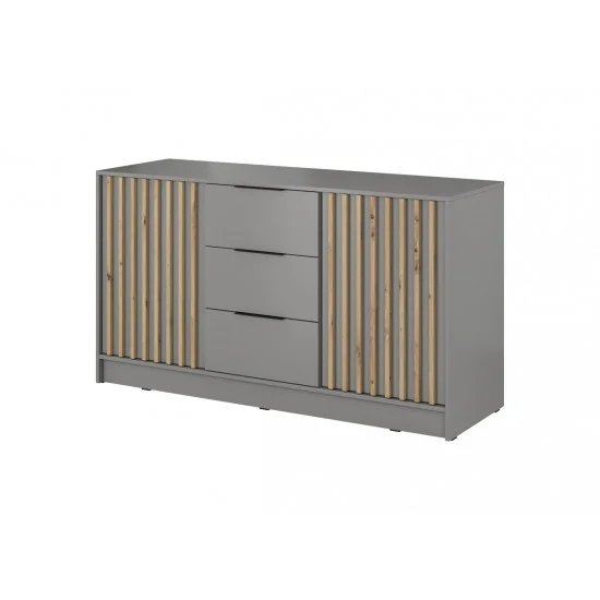 Комод Неллі / Nelly 3D 2-дверний з 3 шухлядами Сірий/дуб артизан 155х45х86 см. 2