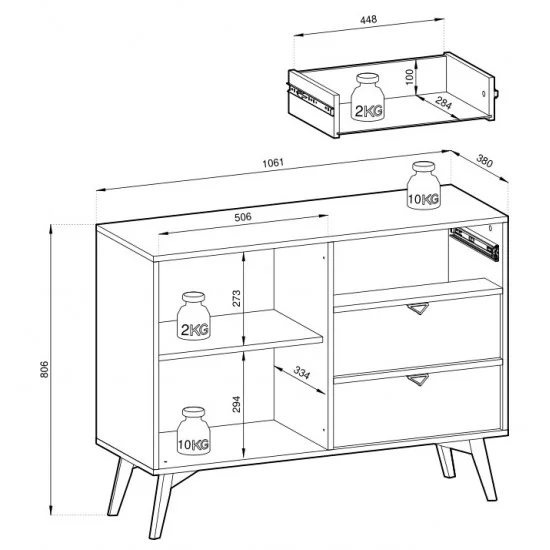 Комод Форест / Forest KSZD106 1-дверный с 3 ящиками Беж песочный/пихта сканди Ш106хВ80хГ38 см. 3