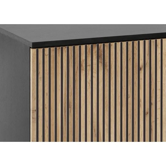 Тумба под ТВ с подсветкой Сенто/Sento RTV154 3-дверная Черный/дуб один Ш153хВ56хГ39 см. 8