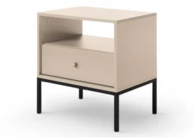 Тумба прикроватная Моно/Mono с 1 ящиком и черными ножками MS54 Бежевый песочный Ш53xВ56 см.
