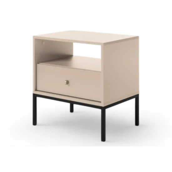 Тумба прикроватная Моно/Mono с 1 ящиком и черными ножками MS54 Бежевый песочный Ш53xВ56 см. 1