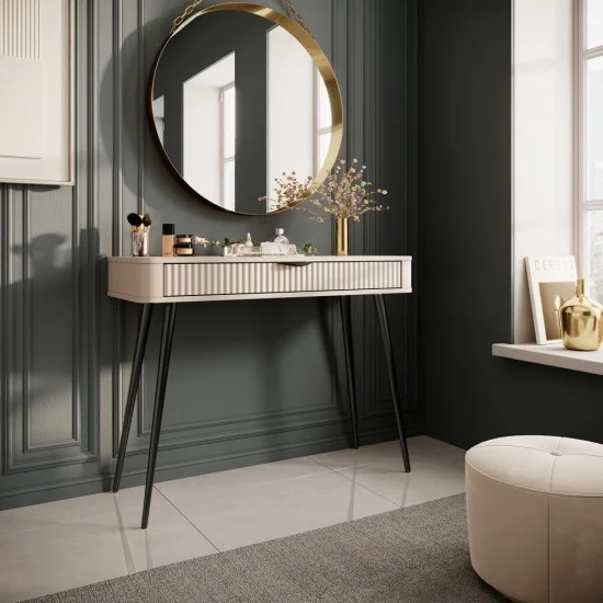 Стол туалетный Ланте / Lante 1S/100 с 1 ящиком и черными ножками Беж 38х100 см. 6