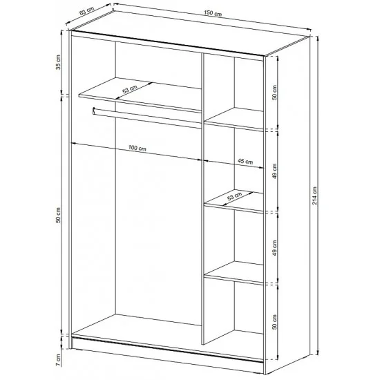 Шафа-купе Міка III / Mika III 150 2-дверна з дзеркалом Дуб сонома 150х63х214 см. 3