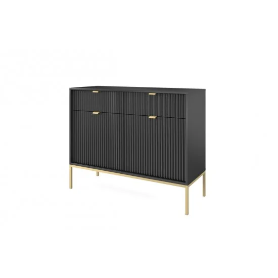Комод Нова/Nova 2-дверный с 2 ящиками и золотыми ножками KSZ104 Черный 104х39х83 см. 3