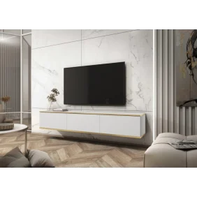 Тумба під телевізор навісна Оро / Oro 3-дверна RTV175 Білий Ш175xВ30 см.