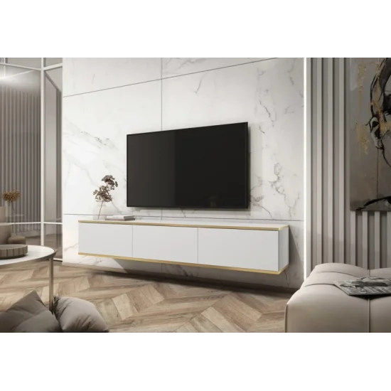 Тумба під телевізор навісна Оро / Oro 3-дверна RTV175 Білий Ш175xВ30 см. 1