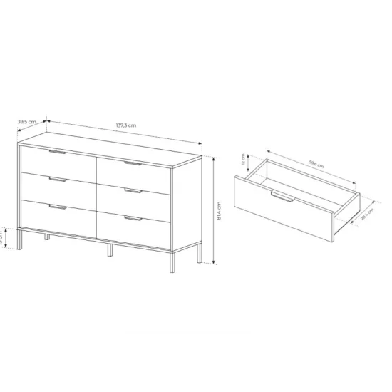 Комод Мілтон / Milton з 6 шухлядами 6S/138 Каштан/антрацит Ш138xВ82 см. 5