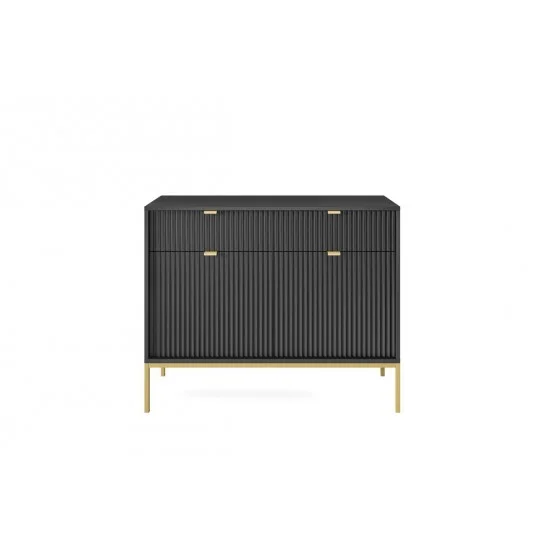 Комод Нова/Nova 2-дверный с 2 ящиками и золотыми ножками KSZ104 Черный 104х39х83 см. 4