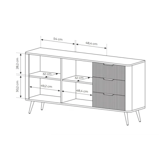 Комод Ланте/Lante 2-дверный с 3 ящиками 2D3S/163 Черный Ш163xВ81 см. 10