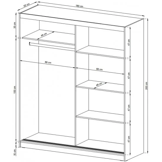 Шафа-купе Мая IV / Maja IV 180 2-дверна з дзеркалом Графіт 180х62х200 см. 3
