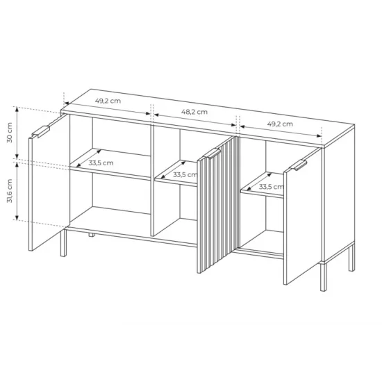 Комод Рейв/Rave 3-дверный 3D/153 Бежевый/викинг Ш153xВ82 см. 4