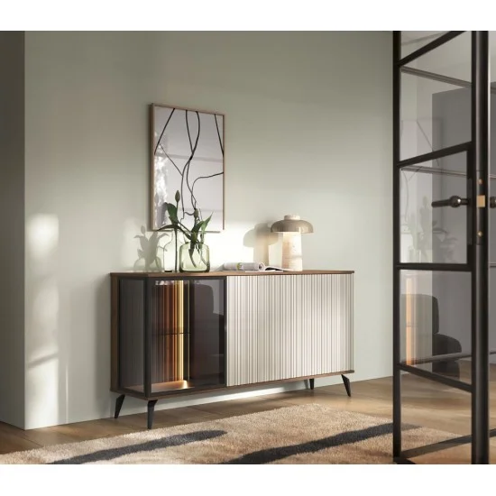 Комод с подсветкой Вичи / Vici K154 3-дверный 39х80х154 см. Орех/кашемир 7