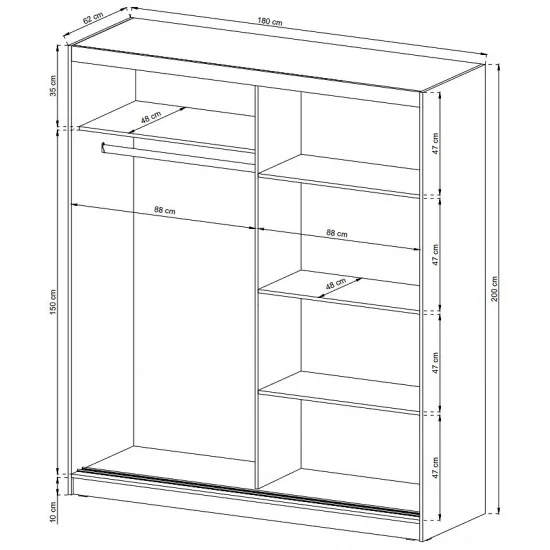 Шафа-купе Мая IX / Maja IX 180 2-дверна з дзеркалом Дуб сонома 180х62х200 см. 3