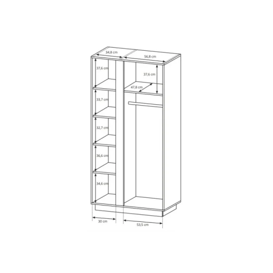 Шафа для одягу Арко / Arco 2-дверна 2D/96 Білий глянець/дуб грандсон Ш97xВ194 см. 4