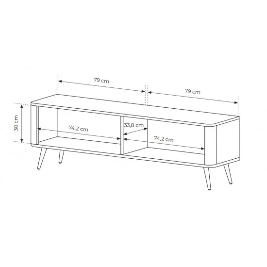 Тумба под телевизор Ланте/Lante 2-дверная с золотыми ножками 2D/163 Черный 163х38х51 см. 4