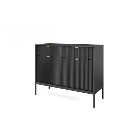 Комод Нова/Nova 2-дверный с 2 ящиками и черными ножками KSZ104 Черный 104х39х83 см. 4