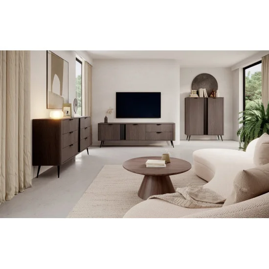 Комод высокий Верис / Veris 2D/113 2-дверный Дуб дунин/черный 9