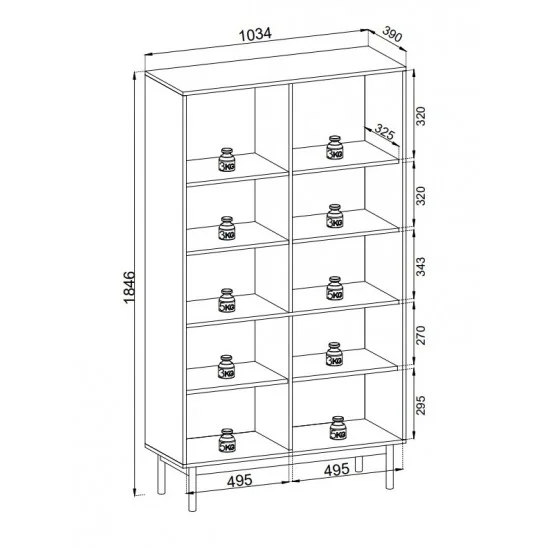 Стеллаж Perfect Home Джапанді / Japandi R104 2-дверный Дуб линеа 3