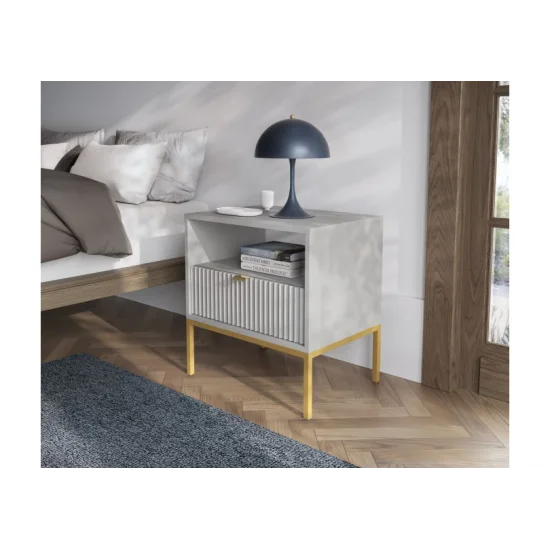 Тумба прикроватная Нова/Nova с 1 ящиком и золотыми ножками S54 Серый Ш54xВ56 см. 5