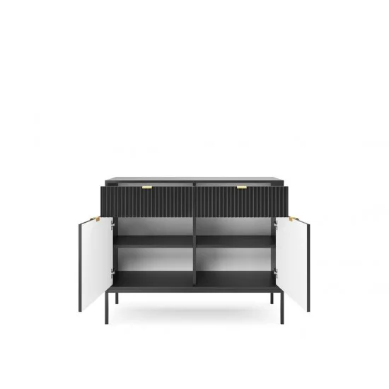 Комод Нова/Nova 2-дверный с 2 ящиками и черными ножками KSZ104 Черный 104х39х83 см. 2