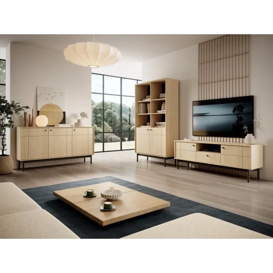 Стеллаж Perfect Home Джапанді / Japandi R104 2-дверный Дуб линеа 6