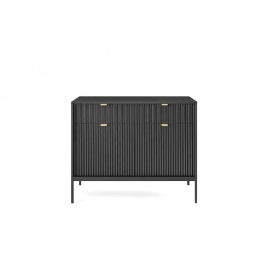 Комод Нова/Nova 2-дверный с 2 ящиками и черными ножками KSZ104 Черный 104х39х83 см. 5