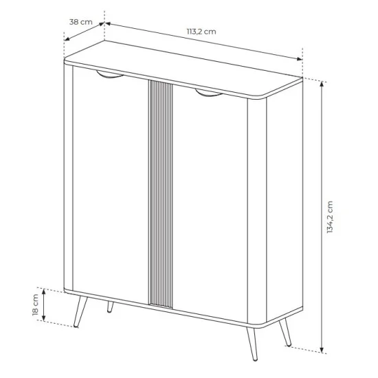 Комод высокий Верис / Veris 2D/113 2-дверный Дуб дунин/черный 3