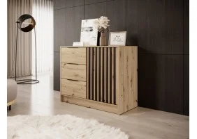 Комод Нелли / Nelly 2D 1-дверный с 3 ящиками Дуб артизан/черный 105х45х86 см.
