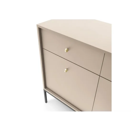 Комод Моно/Mono 2-дверный с 2 ящиками и черными ножками MKSZ104 Бежевый песочный Ш103xВ83 см. 10