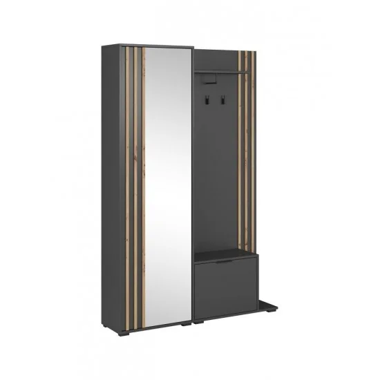 Прихожая с зеркалом Нелли / Nelly 2-дверная Графит/дуб артизан 131х191х40 см. 5